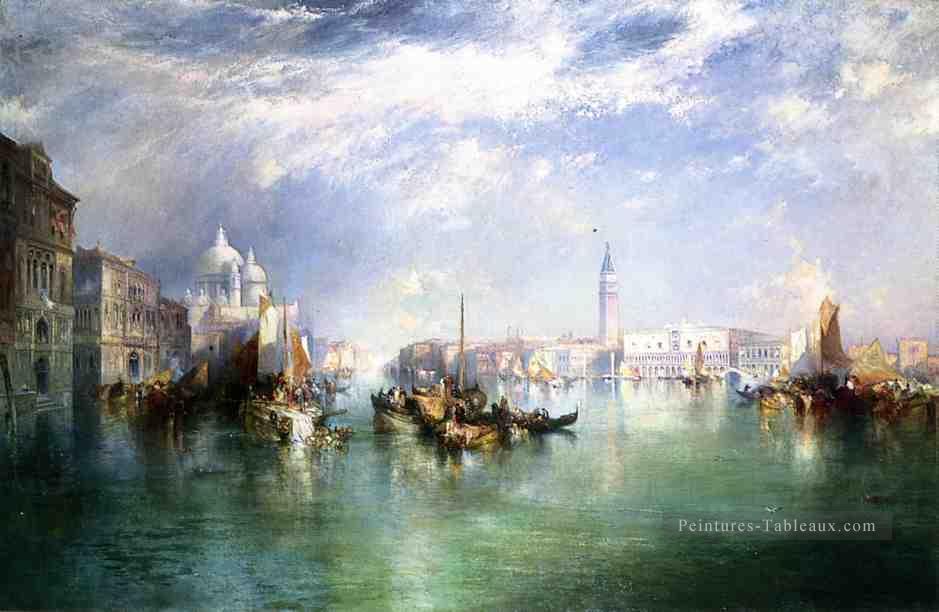 Entrée du Grand Canal Venise paysage marin Bateau Thomas Moran Peintures à l'huile